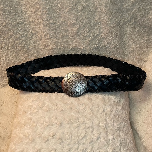 Faux Leather Woven Belt Black 2” W and 43” Total Length. See Full Description XL - Picture 2 of 6